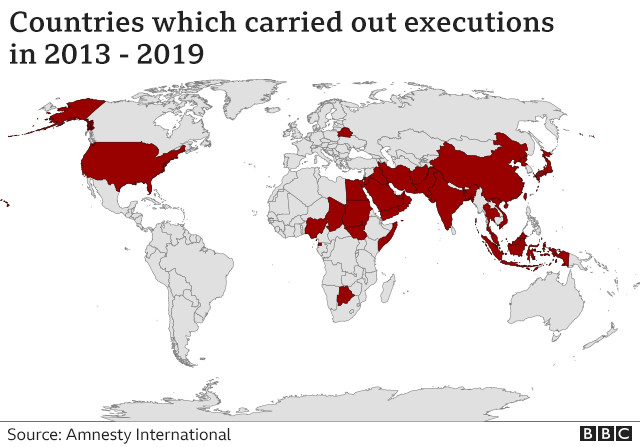 2013-2019 онд цаазын ял гүйцэтгэсэн орнууд