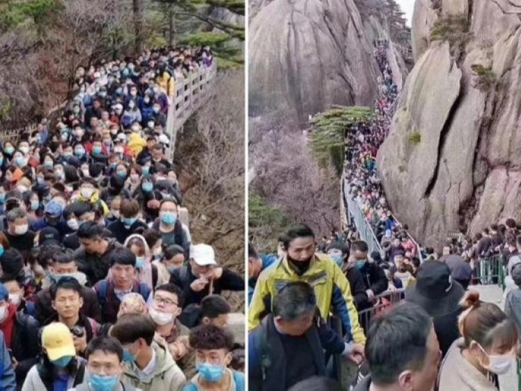 Халдварыг үл тоон Хятадын Хуаншань ууланд олон мянган жуулчин нэг дор цуглаж, түгжрэл үүсгэжээ